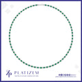 2.5 Carat Round Diamond and Emerald Tennis Necklace for Women