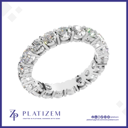Round Cut Lab Created Diamond Full Eternity Wedding Band with Prong Setting