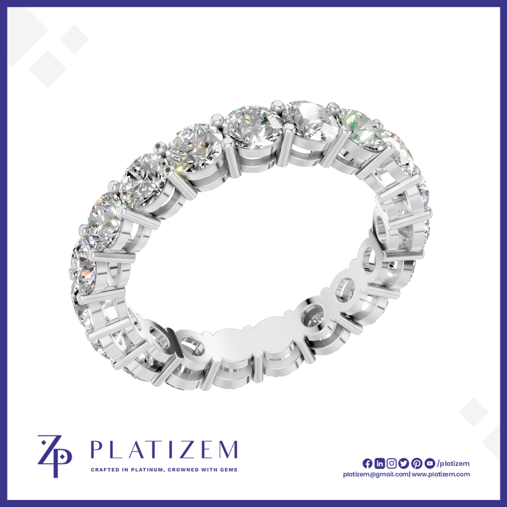Round Cut Lab Created Diamond Full Eternity Wedding Band with Prong Setting
