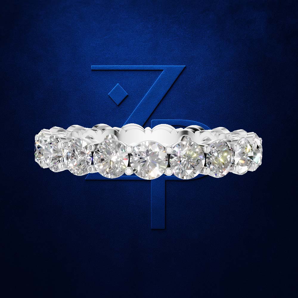 Round Cut Lab Created Diamond Full Eternity Wedding Band with Prong Setting
