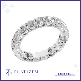Round Cut Lab Grown Diamond Full Eternity Wedding Band with Prong Setting