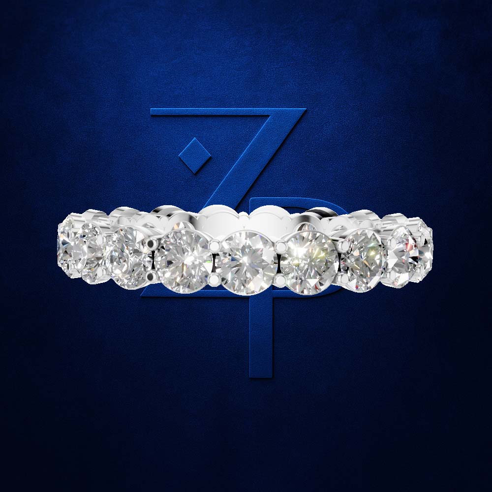 Round Cut Lab Grown Diamond Full Eternity Wedding Band with Prong Setting