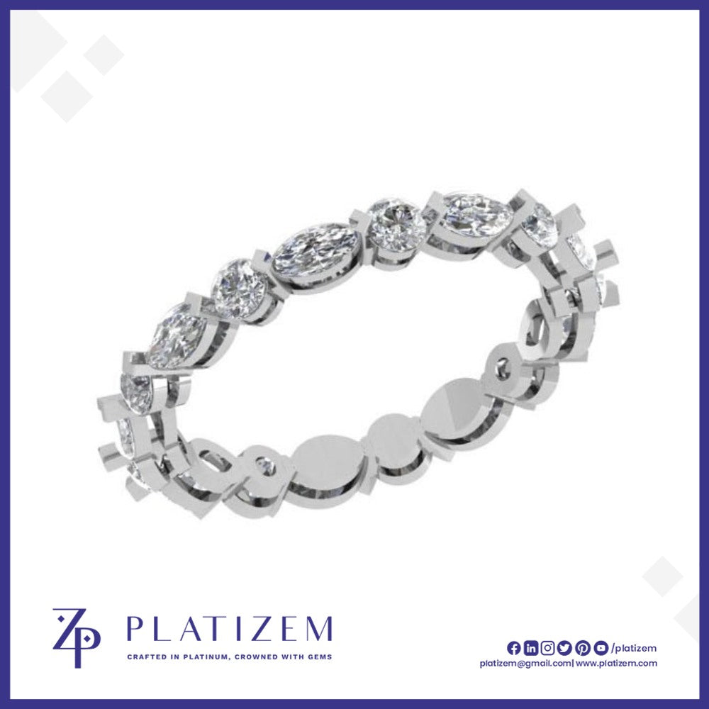 1 Carat Marquise and Round Diamond Delicate Eternity Band for Women