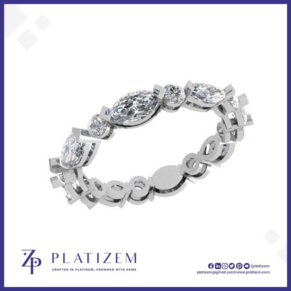 1.5 Carat Marquise and Round Diamond Eternity Band for Women
