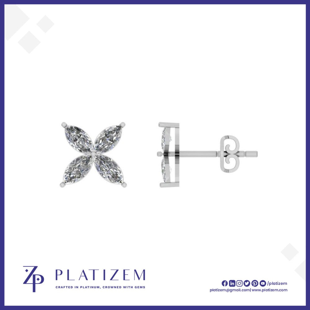 1.5 Carat Marquise Diamond Clover Stud Earrings for Women
