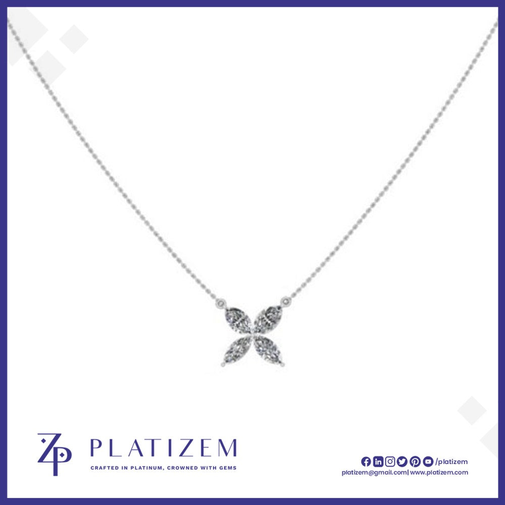 Uniform Marquise Diamond Flower Pendant Necklace for Women
