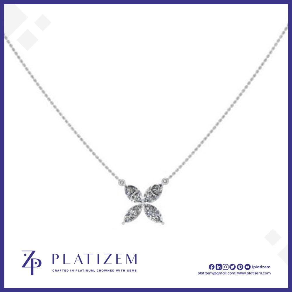 1 Carat Marquise Diamond Clover Pendant Necklace for Women