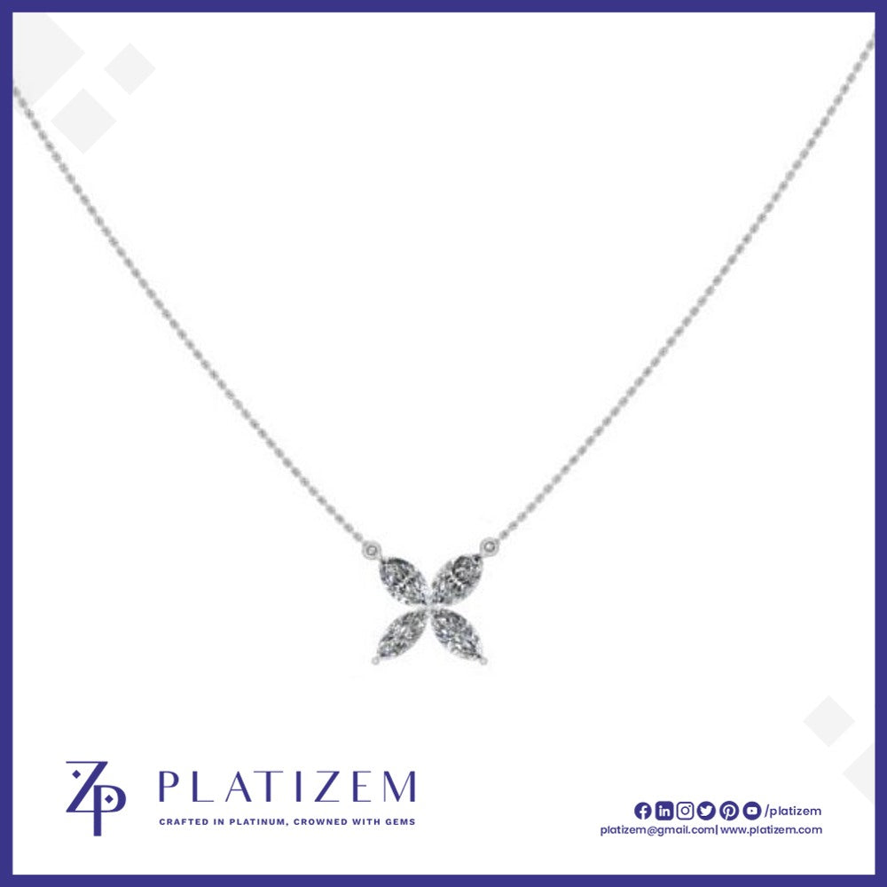 Marquise Diamond Butterfly Pendant Necklace for Women