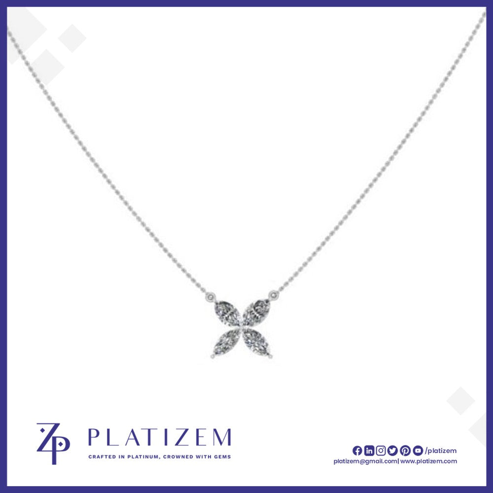 Marquise Diamond Clover Pendant Necklace for Women