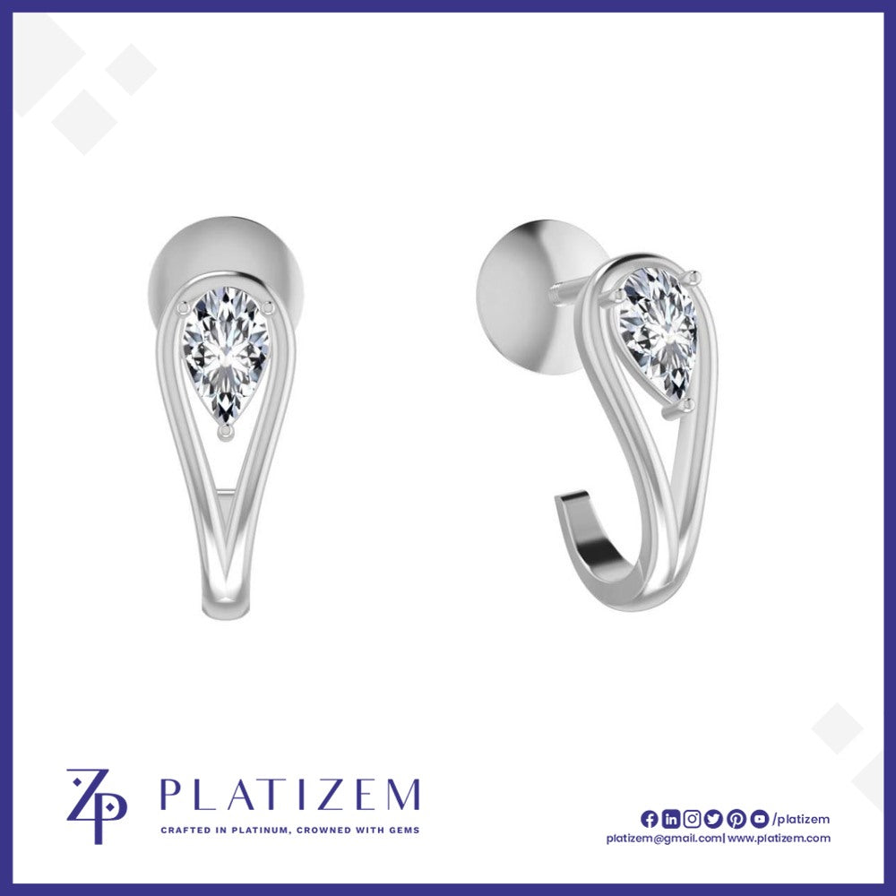 Pear Diamond Ear Wrap Earrings Open Teardrop
