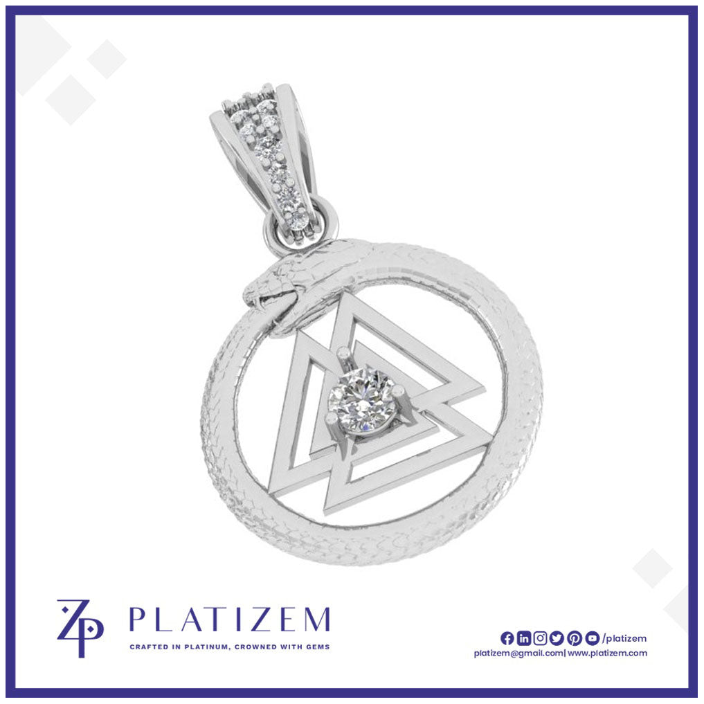 Ouroboros Snake Diamond Pendant with Valknut Symbol Design