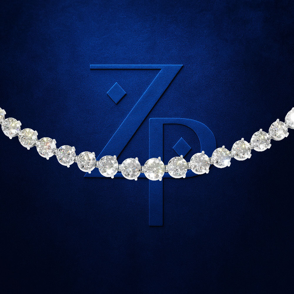 Round Diamond Tennis Necklace with Sizeable Graduated Round Diamonds
