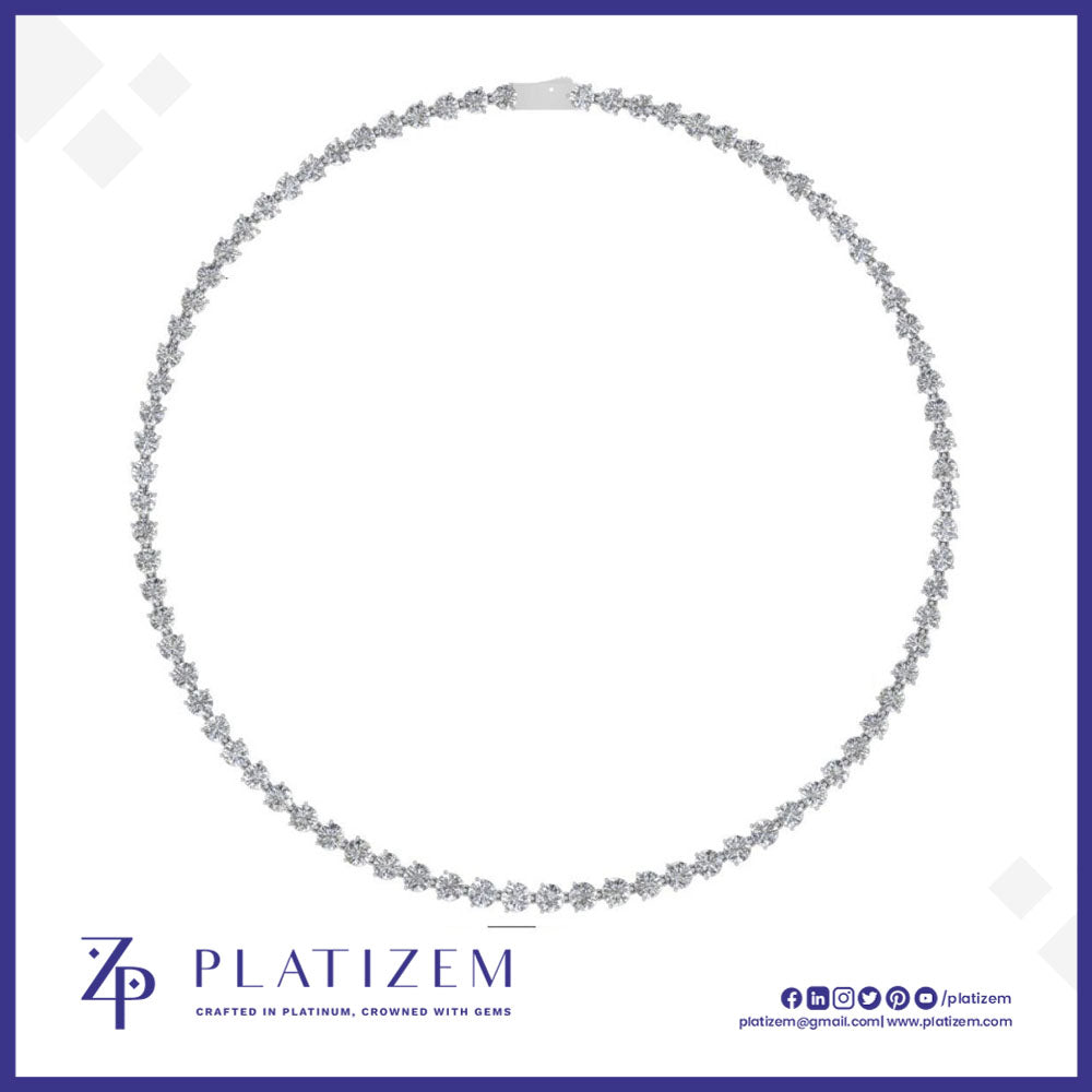 Round Diamond Tennis Necklace with a Bold Graduated Line of Diamonds