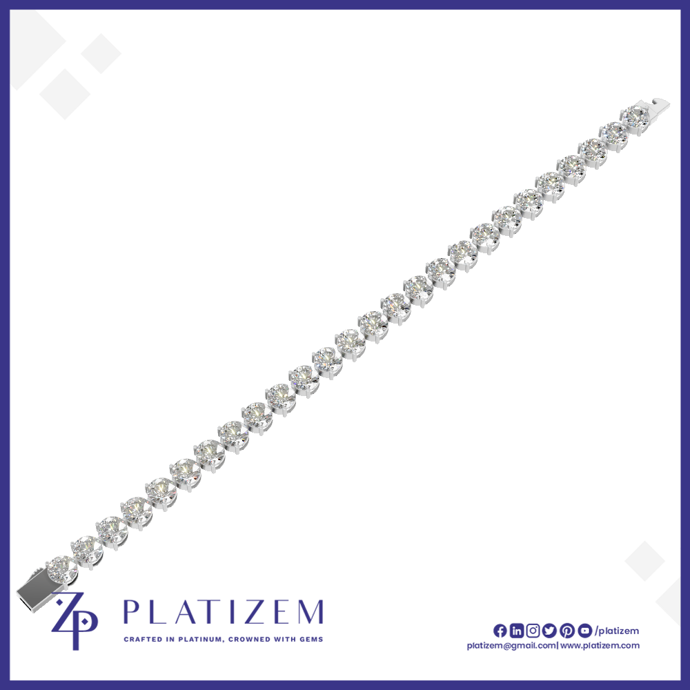 Round Diamond Tennis Bracelet Featuring Large Prong Set Round Diamonds