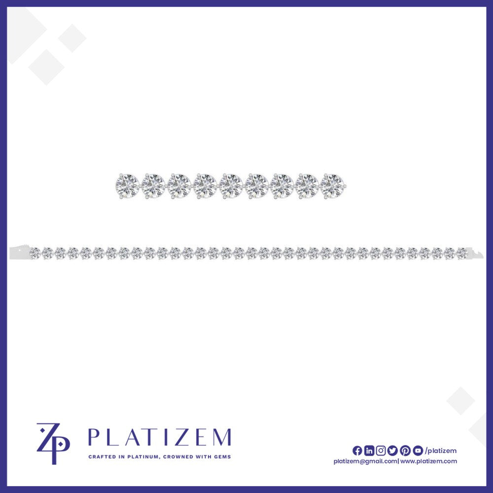 Platinum Round Diamond Tennis Bracelet Featuring Large Prong Set Round Diamonds