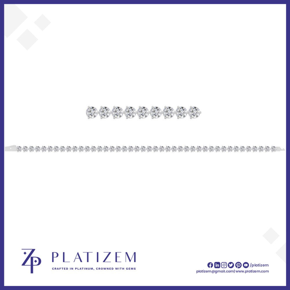 Round Diamond Tennis Bracelet with Shared Prong Set Diamonds Throughout