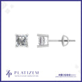 Classic Asscher Cut Diamond Studs Fastened by a Threaded Screw Back Post