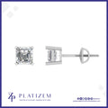 Asscher Cut Diamond Studs Held in a Classic Four Prong Screw Back Mount