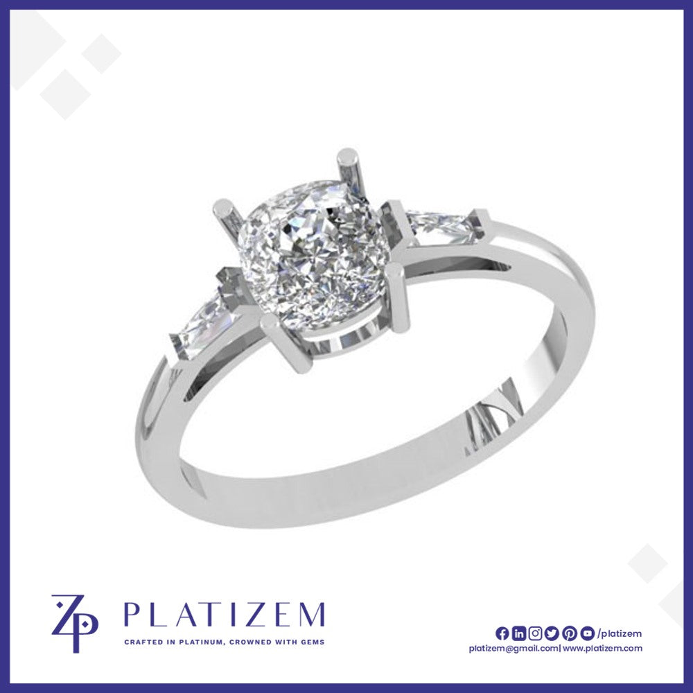 Cushion Cut Baguette Accent Ring for Women