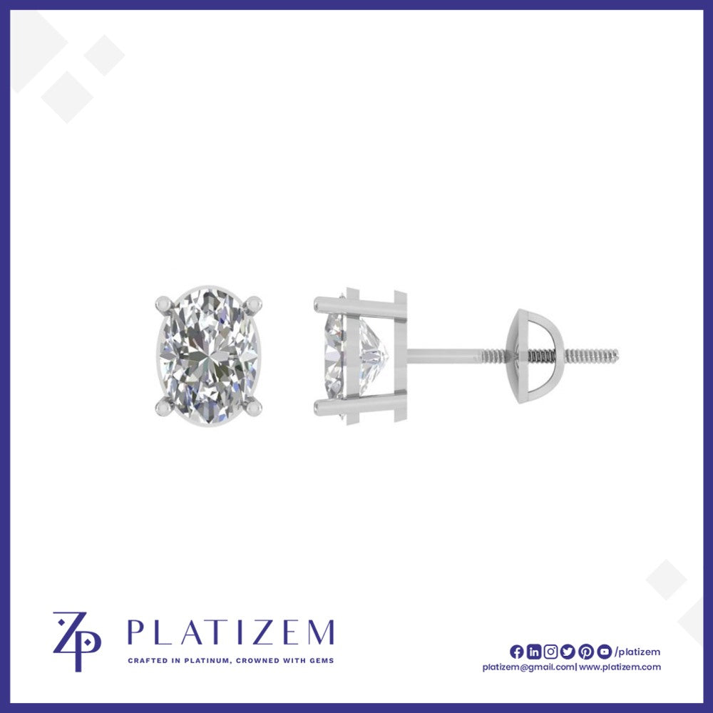 1.5 Ct Oval Cut Curved Stud Earrings for Women