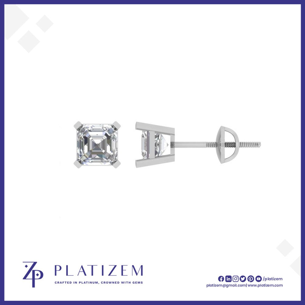 2 Ct Asscher Cut Basket Stud Earrings for Women