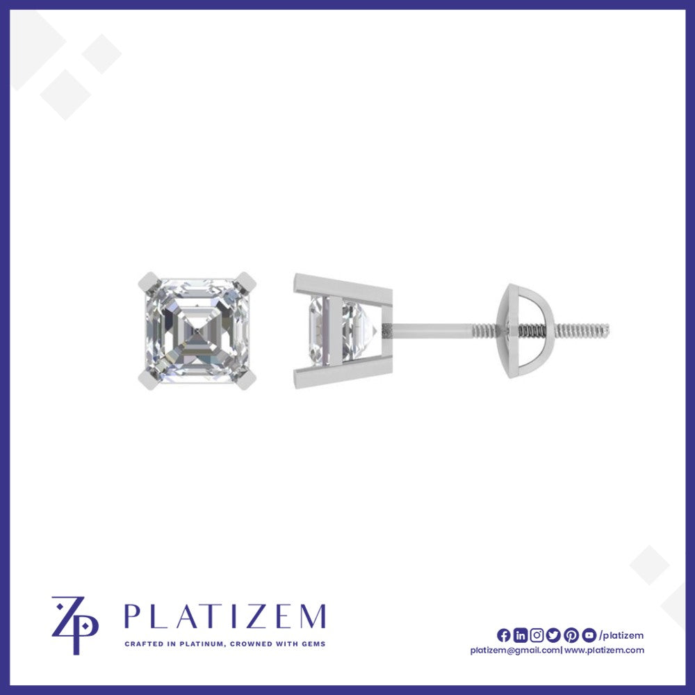 2 Ct Asscher Cut Stud Earrings for Women