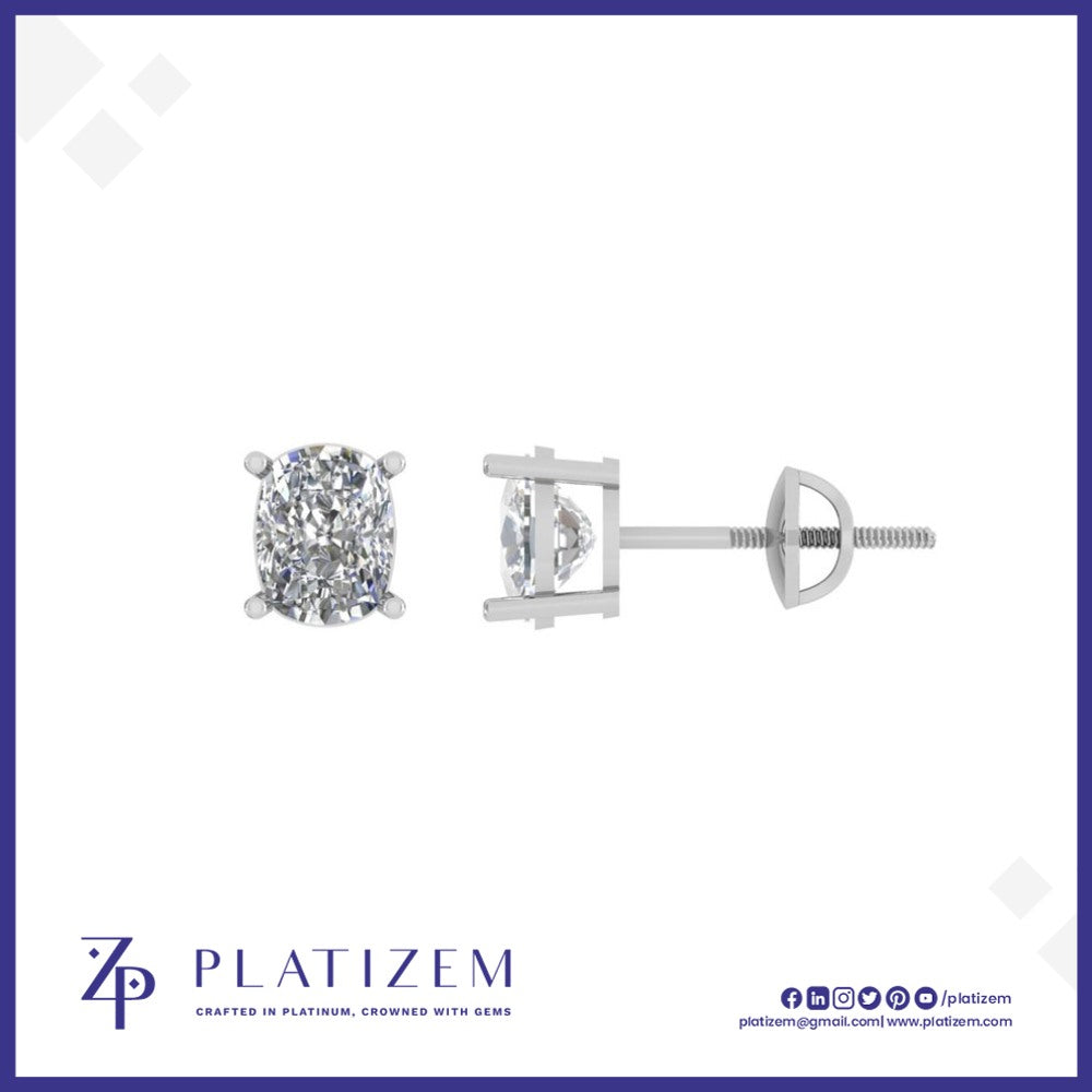 2 Ct Cushion Cut Stud Earrings for Women