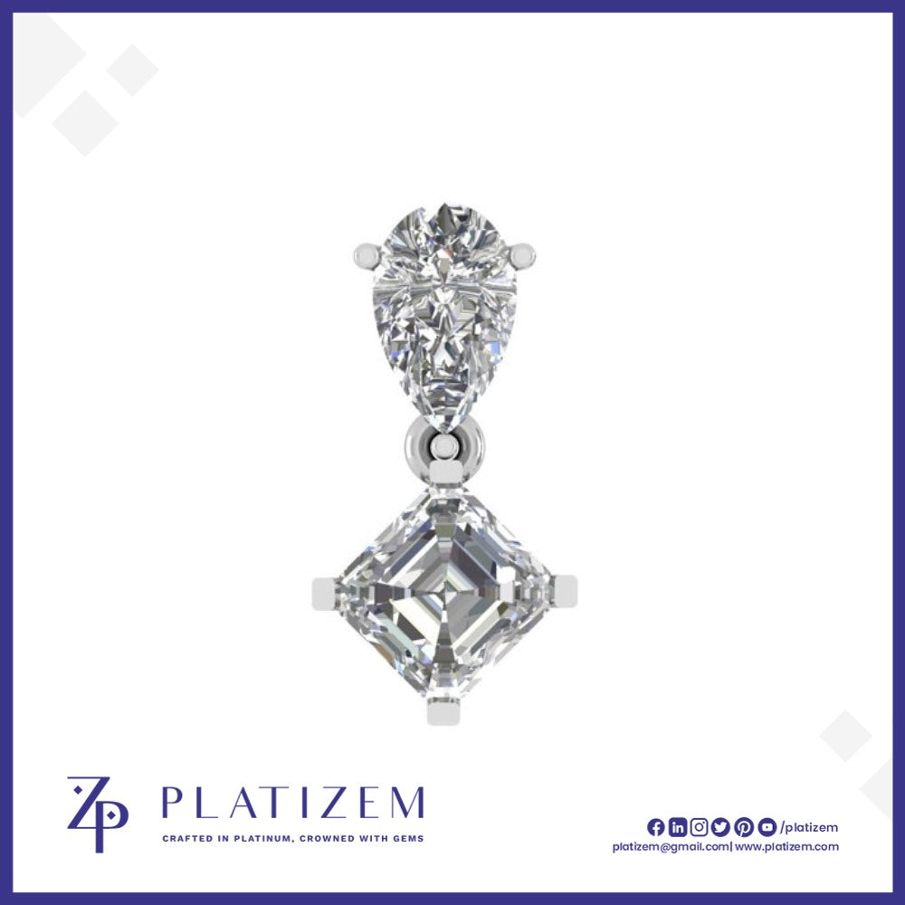 1.5 Ct Pear and Emerald Cut Drop Pendant for Women