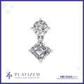 1.5 Ct Round and Emerald Cut Drop Pendant for Women