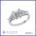 18kt Emerald and Pear Three Stone Diamond Ring