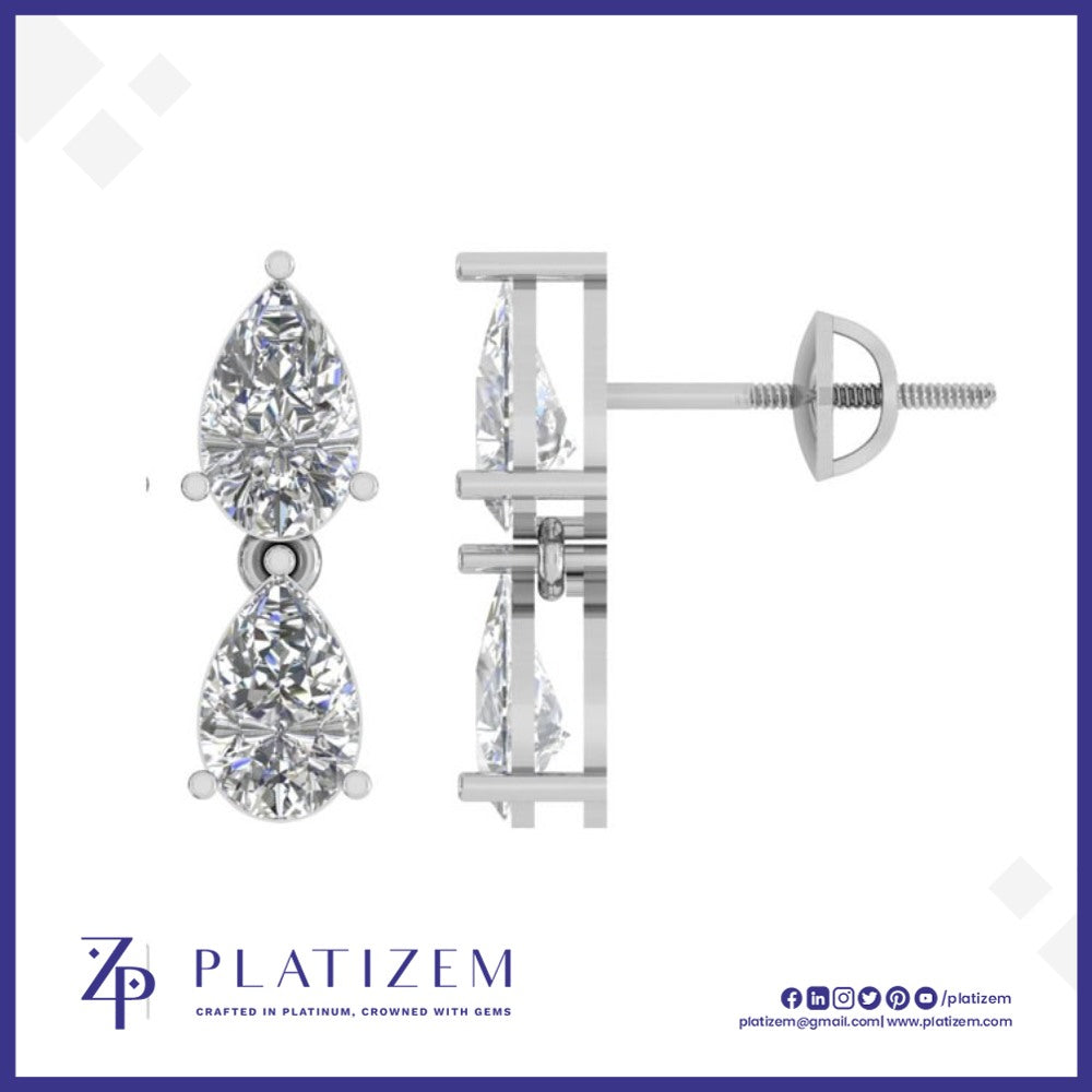 Double Pear Diamond Stud Earrings for Women