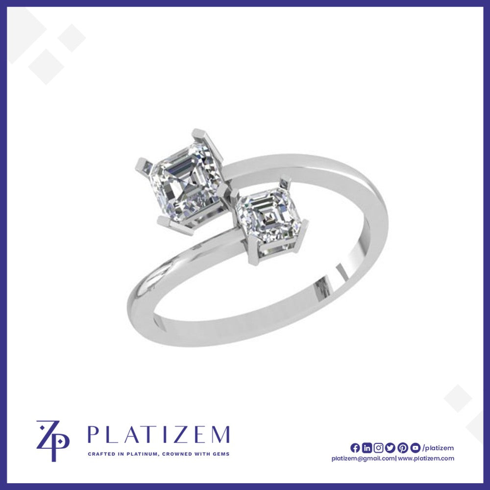 Two Stone Emerald Cut Ring for Women