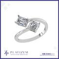 14kt Two Stone Emerald Cut Bypass Ring for Women