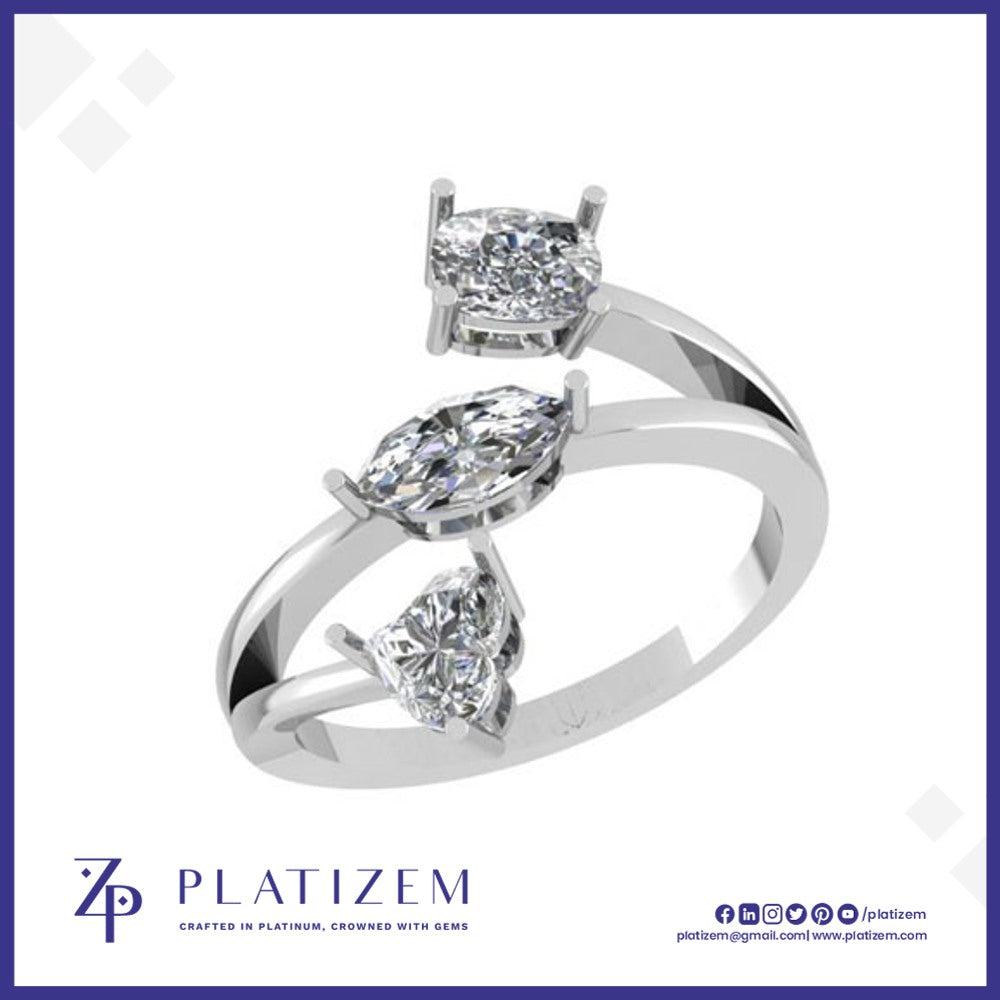 Cushion Marquise Heart Three Stone Ring for Women