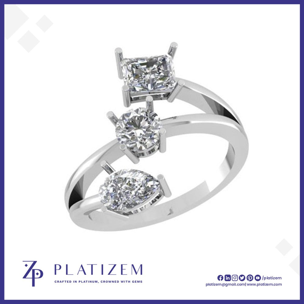 Radiant Round Pear Three Stone Ring for Women