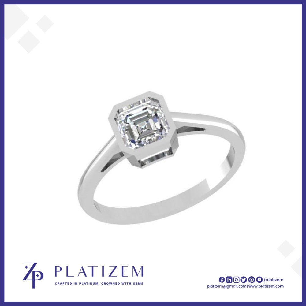 1.5 Ct Asscher Cut Bezel Ring for Women