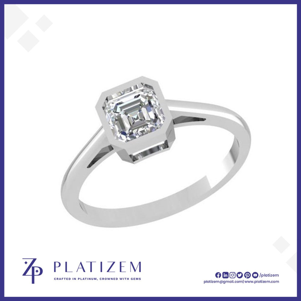 1.5 Ct Asscher Cut Solitaire Platinum Ring for Women