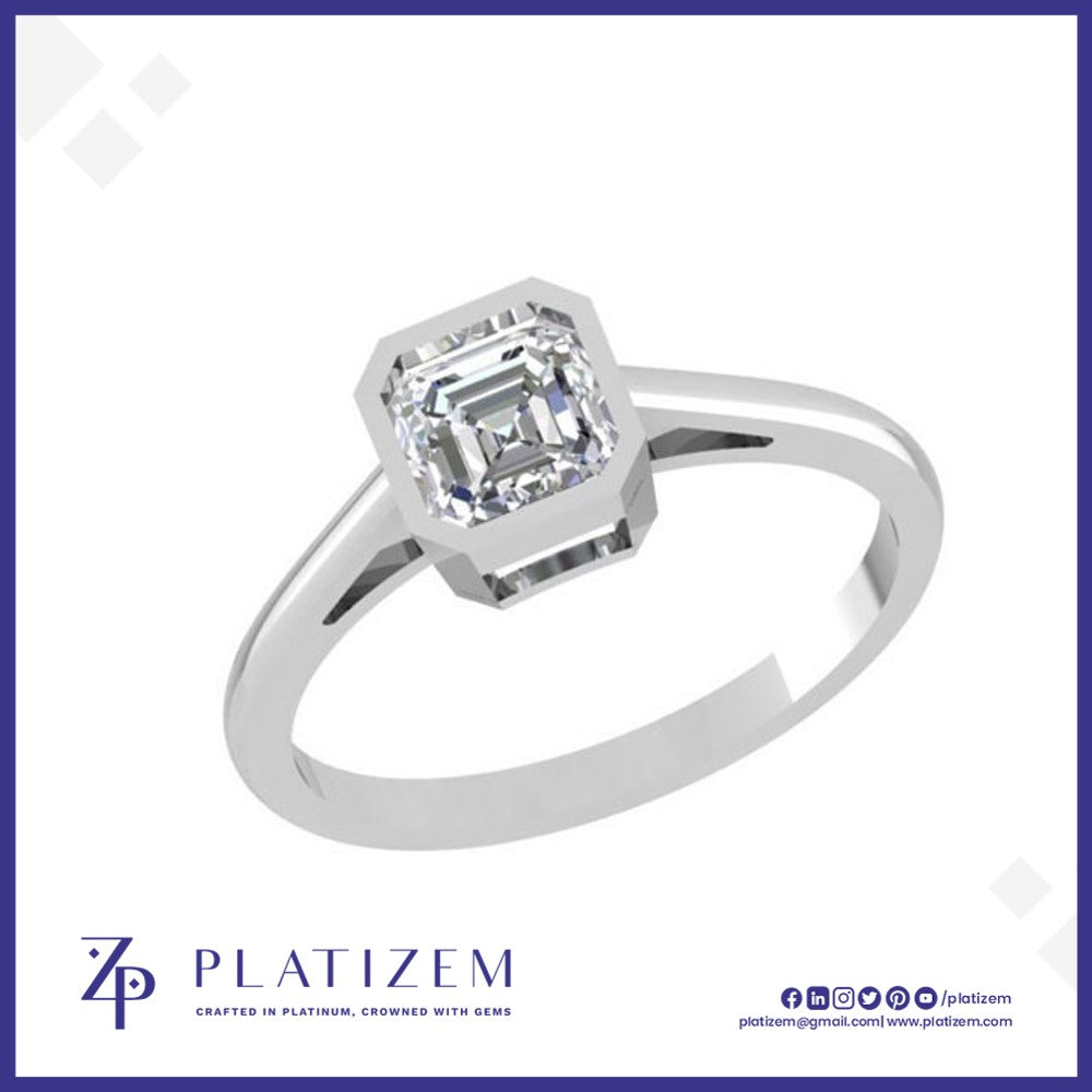 1.5 Ct Asscher Cut Bezel Solitaire Ring for Women