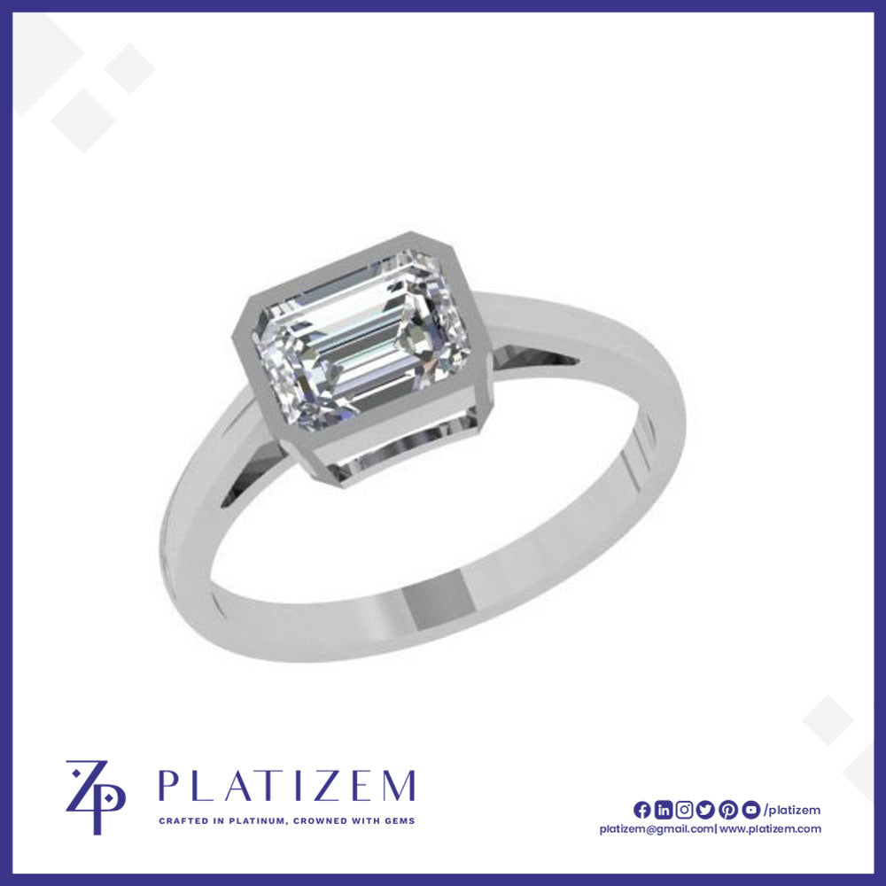 1.5 Ct Emerald Cut Bezel Solitaire Ring for Women