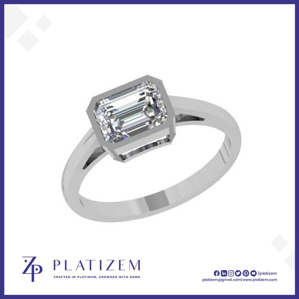 1.5 Ct Emerald Cut Modern Bezel Ring for Women
