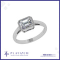 1.5 Ct Emerald Cut Angular Bezel Ring for Women