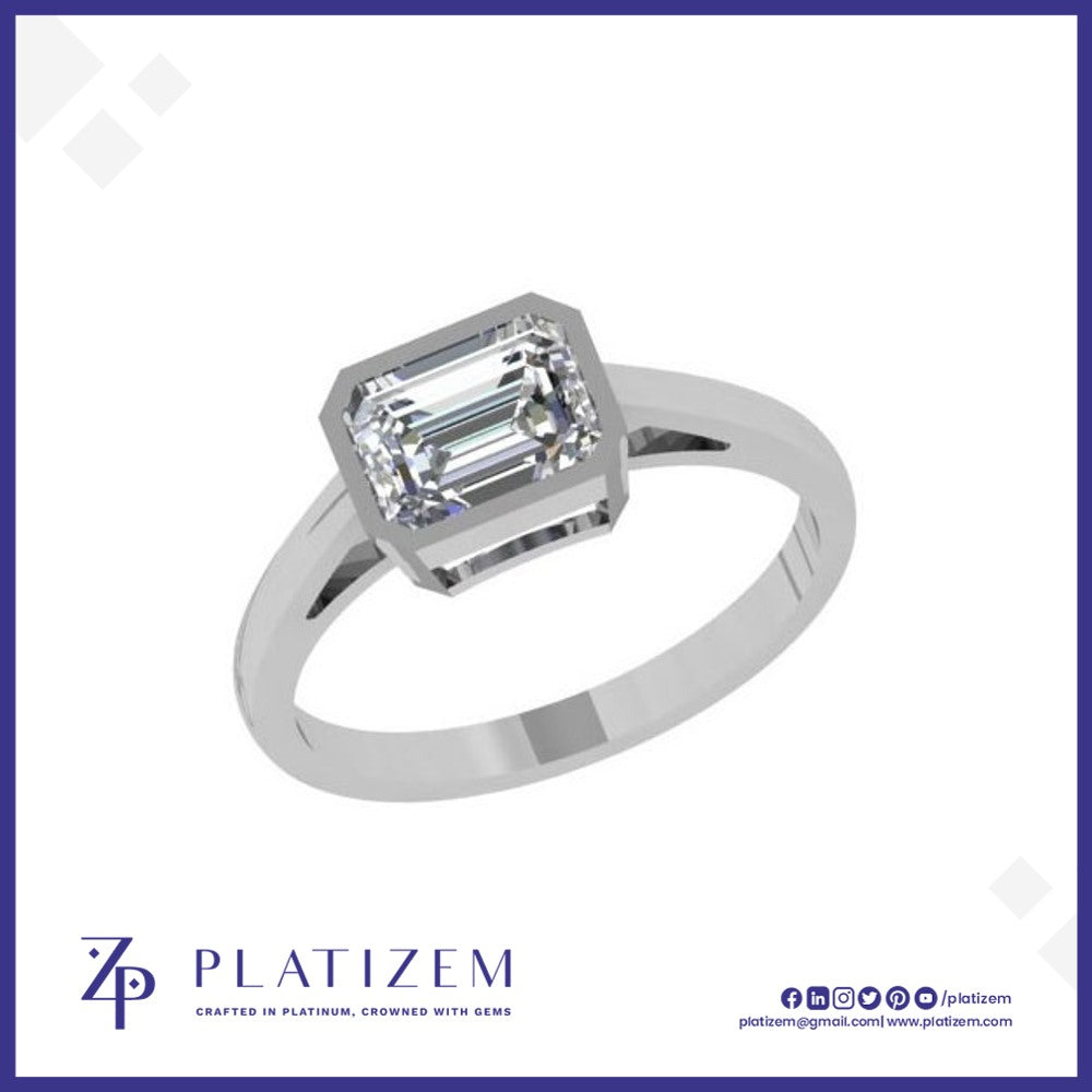 1.5 Ct Emerald Cut Angular Bezel Ring for Women