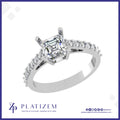 Asscher Cut Lab Diamond Ring with Pave Shank