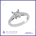 Platinum Asscher Cut Diamond Ring with Pave Shank
