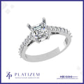 9k Asscher Cut Diamond Ring with Pave Shank