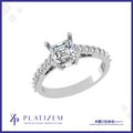 14k Asscher Cut Diamond Ring with Pave Shank