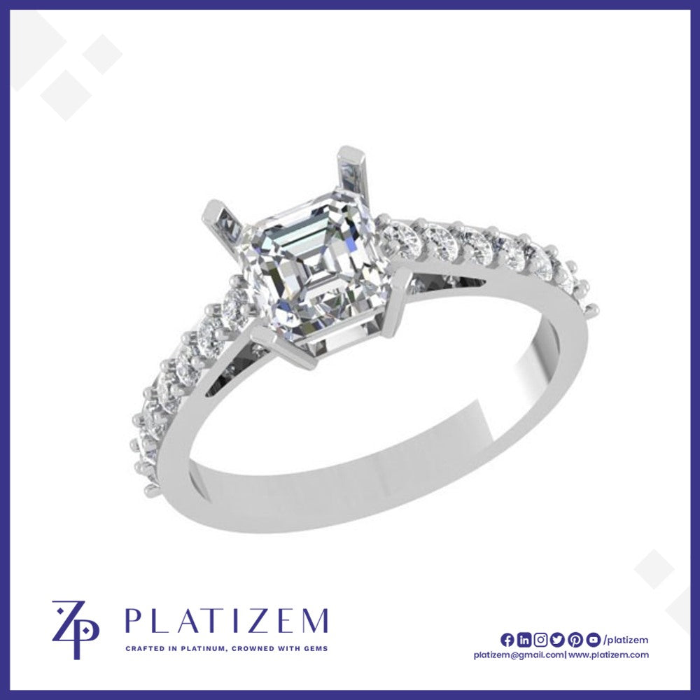 Asscher Cut Solitaire Diamond Ring
