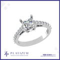 18k Asscher Cut Diamond Ring with Pave Shank