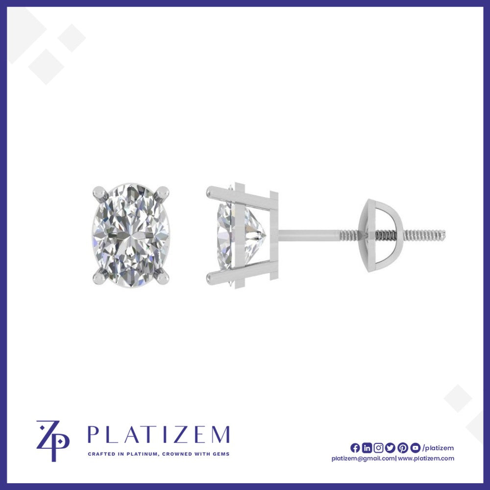 1.5 Ct Oval Cut Stud Earrings for Women