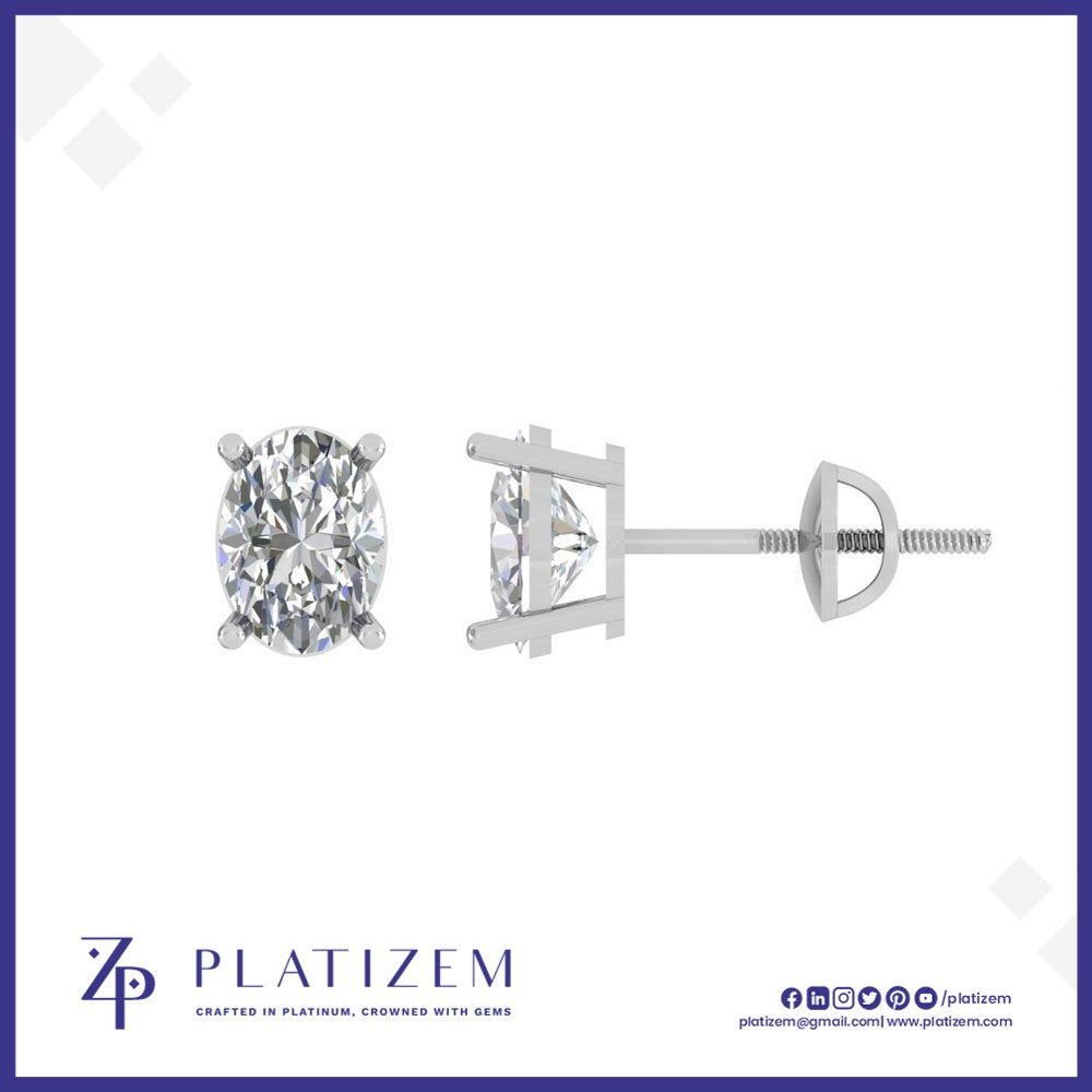 2 Ct Oval Cut Stud Earrings for Women